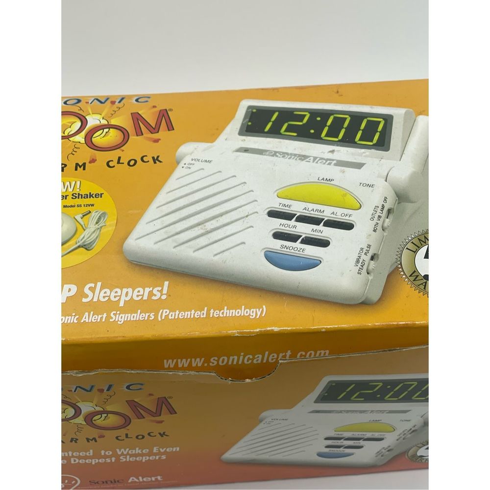 Open Box Sonic Boom Alert Alarm Clock Bed Vibrator Model SB 1000 Loud Tested